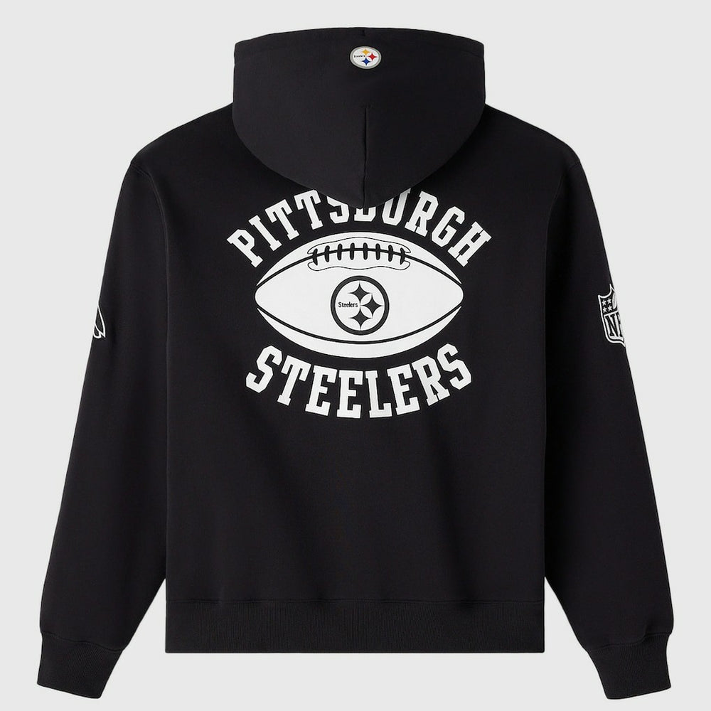 Pittsburgh Steelers OVO x NFL Unisex Full-Zip Waffle-Lined Hoodie - Black Hoodies