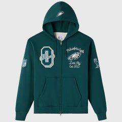 Philadelphia Eagles OVO x NFL Unisex Full-Zip Waffle-Lined Hoodie - Midnight Green Hoodies