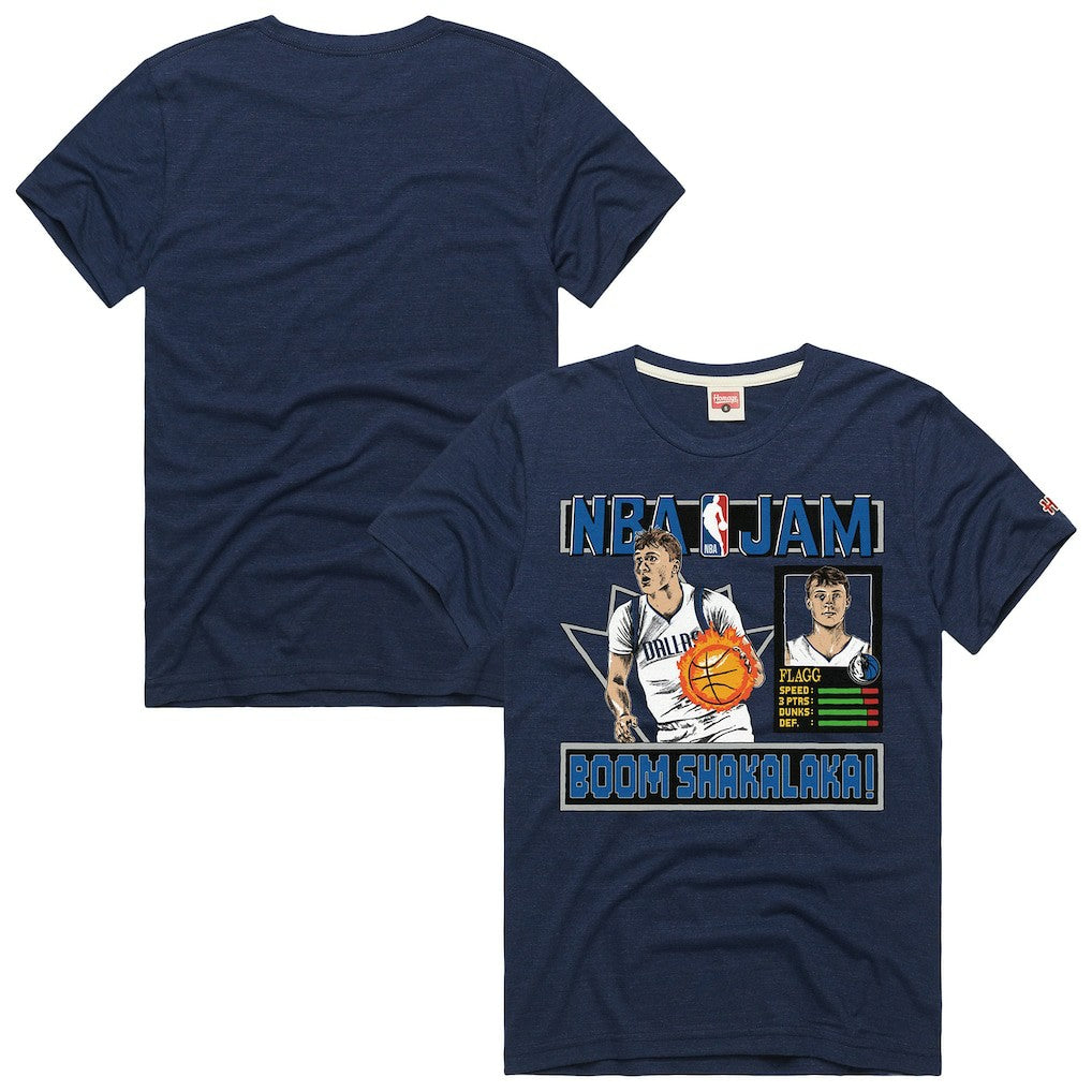 Cooper Flagg Dallas Mavericks Homage Unisex NBA Jam Tri-Blend T-Shirt Navy