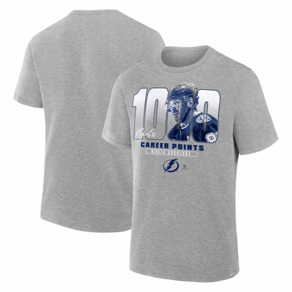 Nikita Kucherov Tampa Bay Lightning 1000 Career Points Legacy T-Shirt - Gray | US 203601012