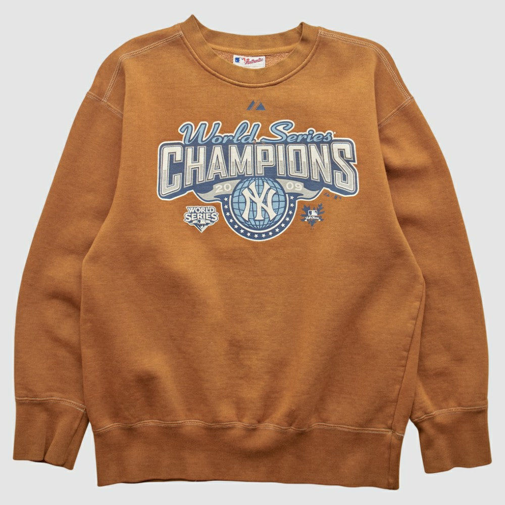 New York Yankees Majestic 2009 Pullover Sweatshirt - Brown - Vintage Pullover