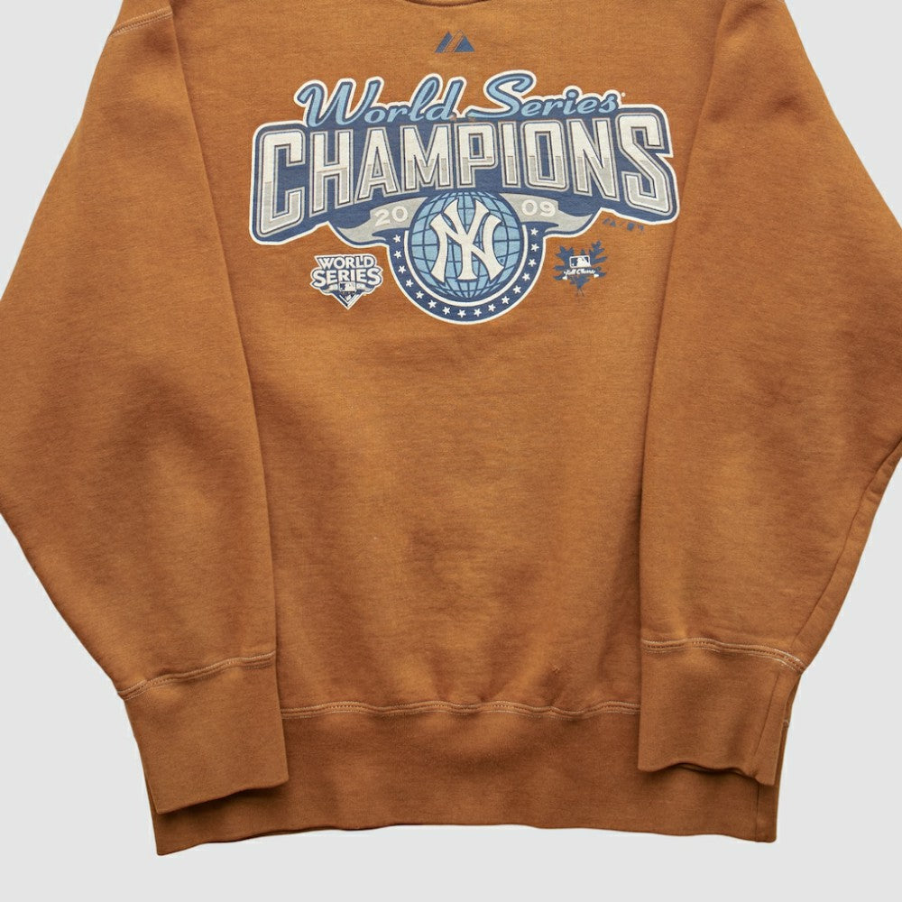 New York Yankees Majestic 2009 Pullover Sweatshirt - Brown - Vintage Pullover