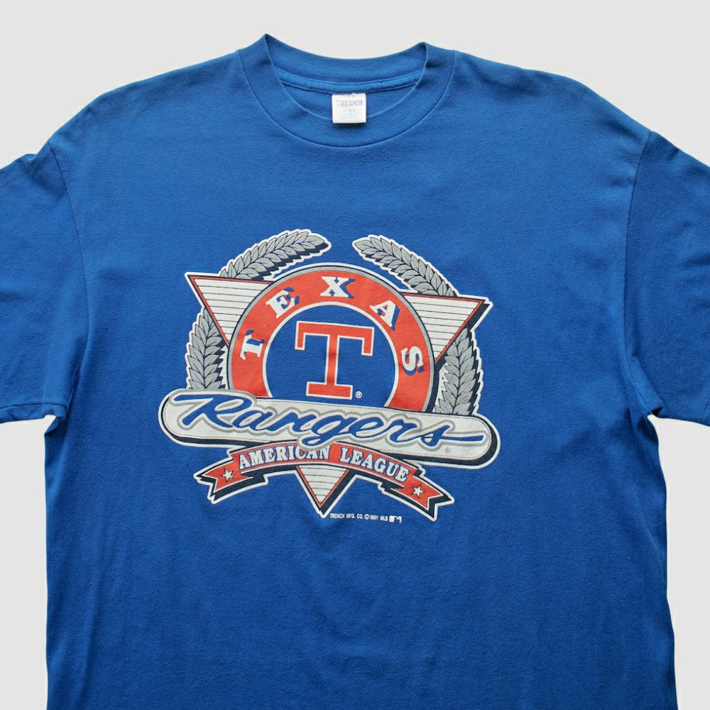 Texas Rangers Trench 1991 T-shirt - Blue - Vintage T-shirts