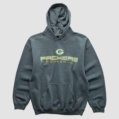 Green Bay Packers 2000s Hooded Pullover Sweatshirt - Dark Heather Gray Pullover