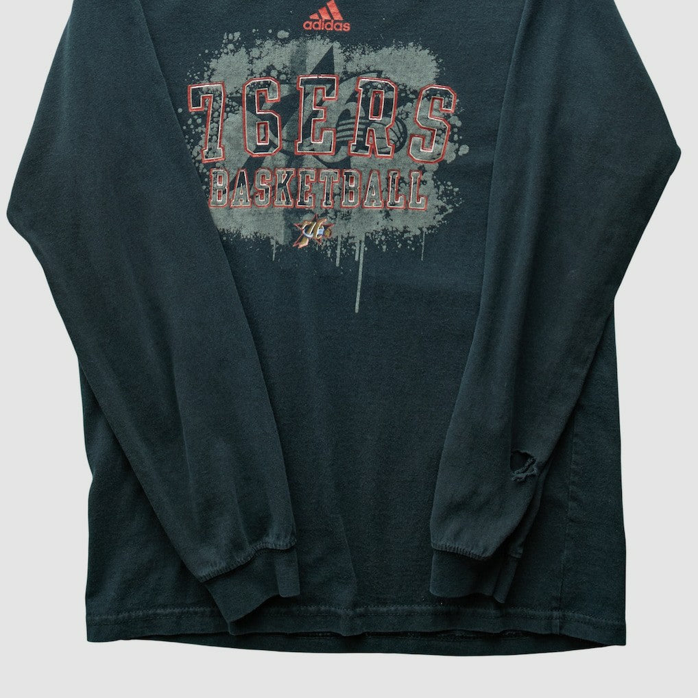 Philadelphia 76ers 2000s Long Sleeve T-shirt Black Vintage - Adidas
