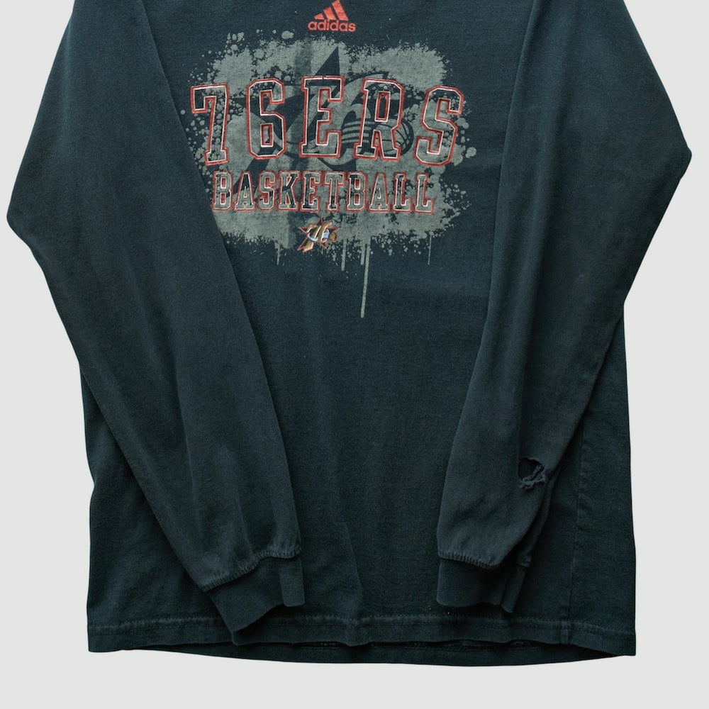 Philadelphia 76ers 2000s Long Sleeve T-shirt Black Vintage - Adidas