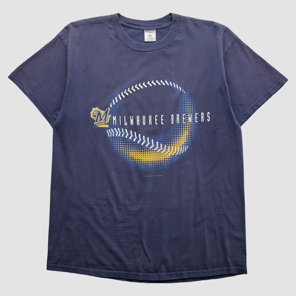 Milwaukee Brewers Logo Athletic 2001 T-shirt - Navy - Vintage T-shirts