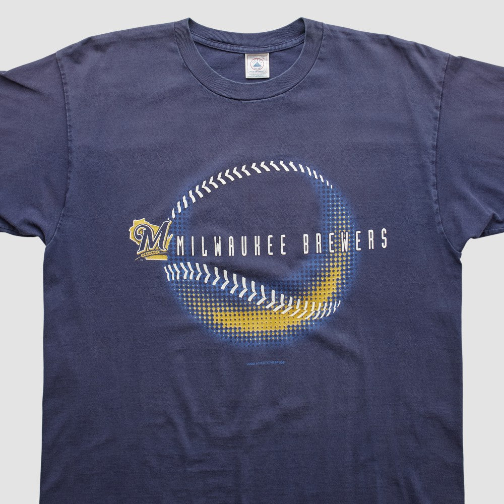 Milwaukee Brewers Logo Athletic 2001 T-shirt - Navy - Vintage T-shirts