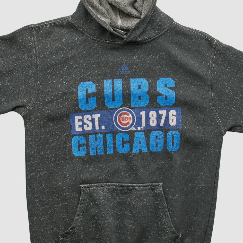 Chicago Cubs Adidas 2010s Hooded Pullover Sweatshirt - Dark Heather Gray - XXVintage Pullover