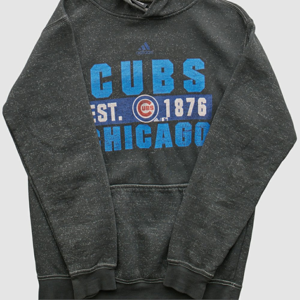 Chicago Cubs Adidas 2010s Hooded Pullover Sweatshirt - Dark Heather Gray - XXVintage Pullover