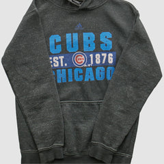 Chicago Cubs Adidas 2010s Hooded Pullover Sweatshirt - Dark Heather Gray - XXVintage Pullover