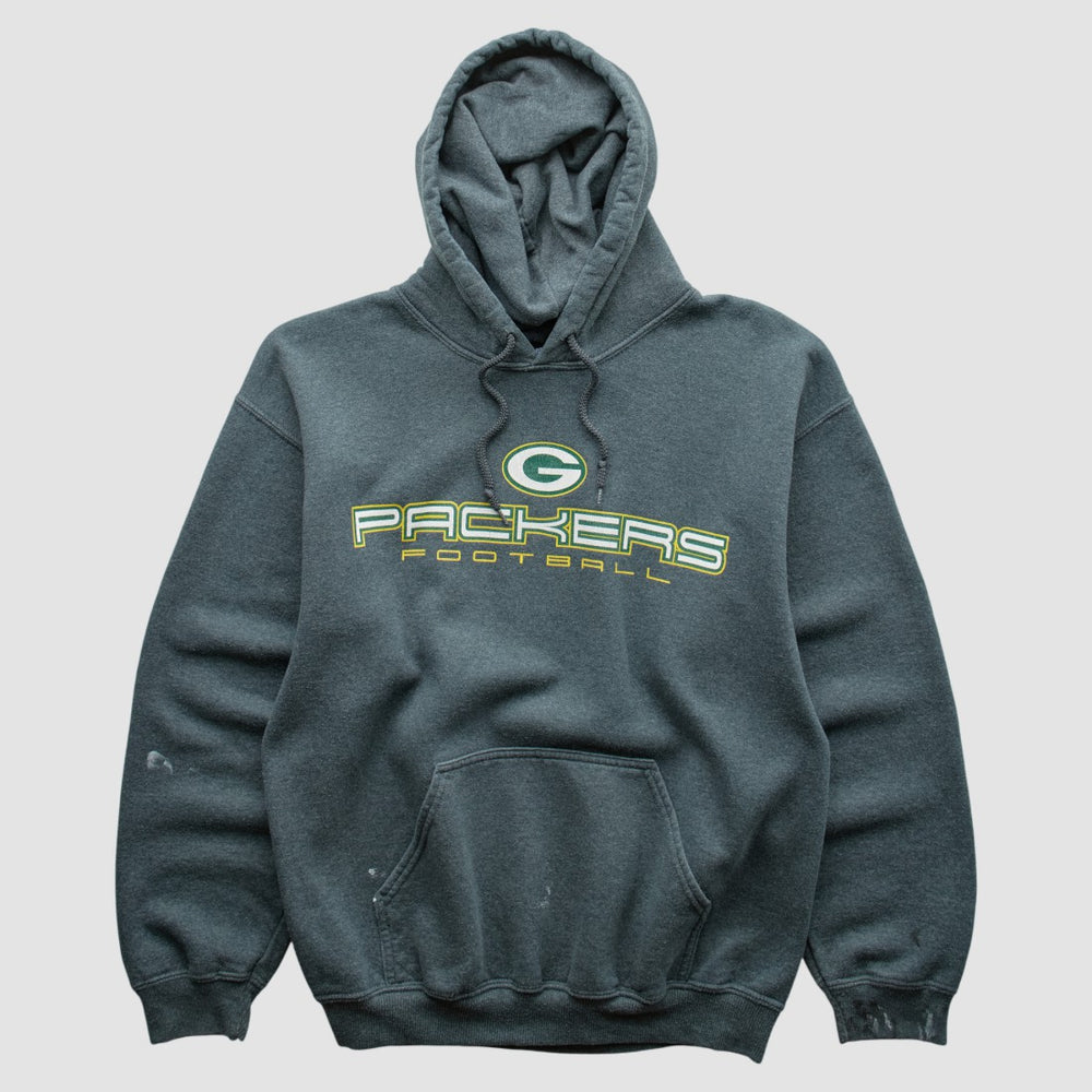 Green Bay Packers 2000s Hooded Pullover Sweatshirt - Dark Heather Gray Pullover