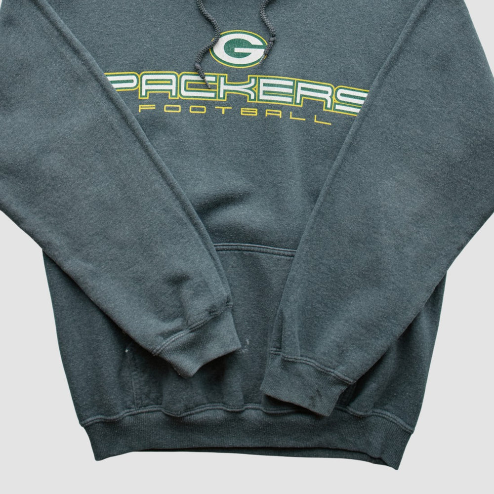 Green Bay Packers 2000s Hooded Pullover Sweatshirt - Dark Heather Gray Pullover