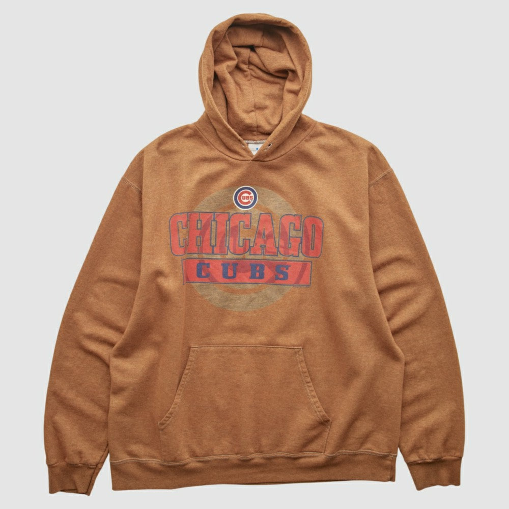 Chicago Cubs 2000s Hooded Pullover Sweatshirt - Tan - Vintage Pullover