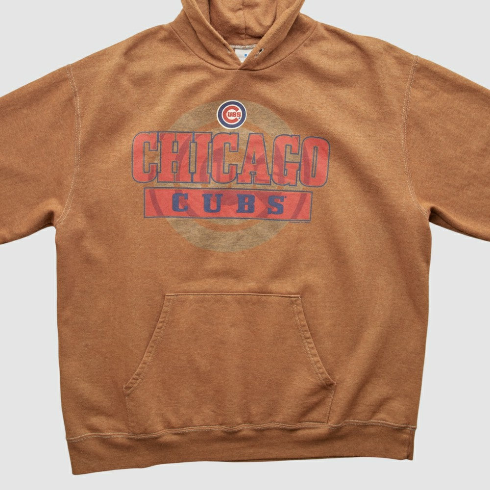Chicago Cubs 2000s Hooded Pullover Sweatshirt - Tan - Vintage Pullover