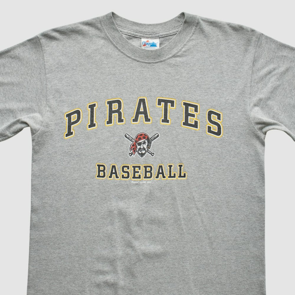 Pittsburgh Pirates Majestic 2000 T-shirt - Heather Gray - Vintage T-shirts