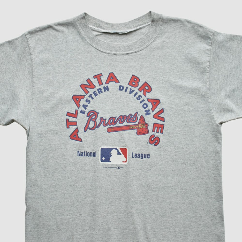 Atlanta Braves Crable Sportswear 1997 T-shirt - Heather Gray - Vintage T-shirts