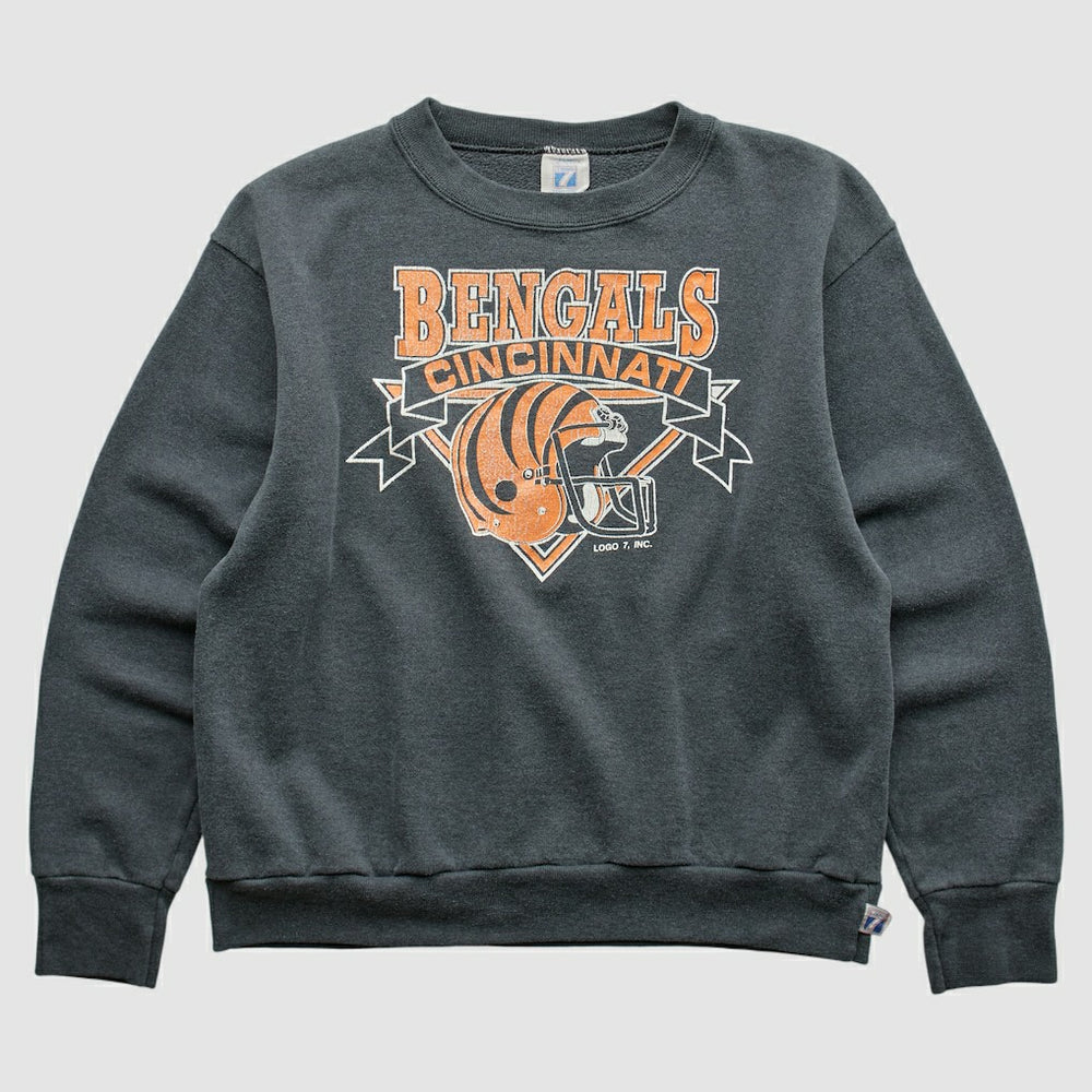Cincinnati Bengals Logo 7 80s Pullover Sweatshirt - Charcoal Pullover