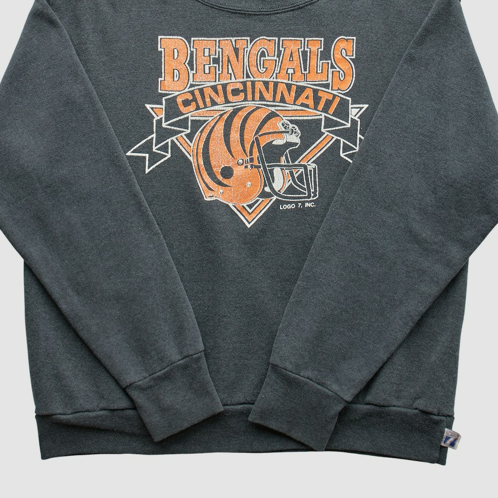 Cincinnati Bengals Logo 7 80s Pullover Sweatshirt - Charcoal Pullover