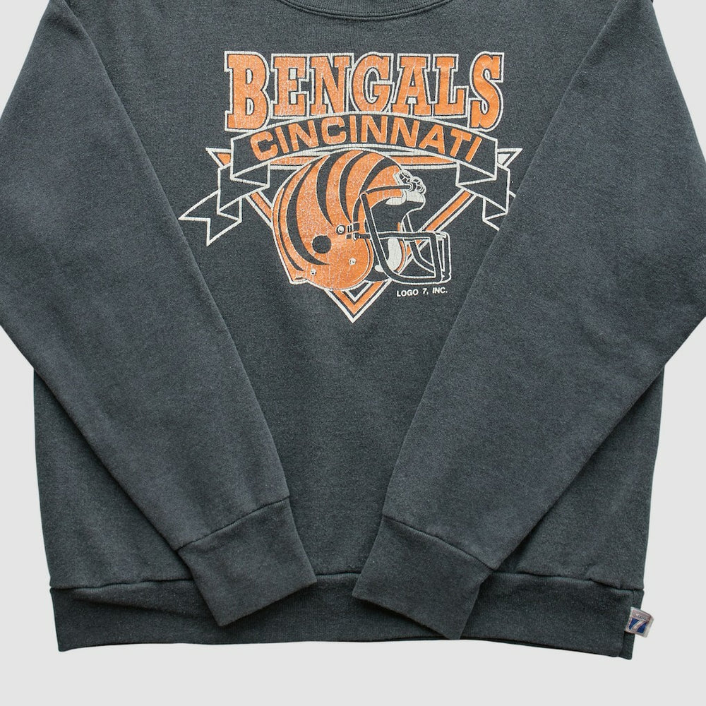Cincinnati Bengals Logo 7 80s Pullover Sweatshirt - Charcoal Pullover