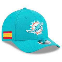Miami Dolphins New Era Spain Side Patch 9FORTY M-Crown Adjustable Hat - Aqua Hats