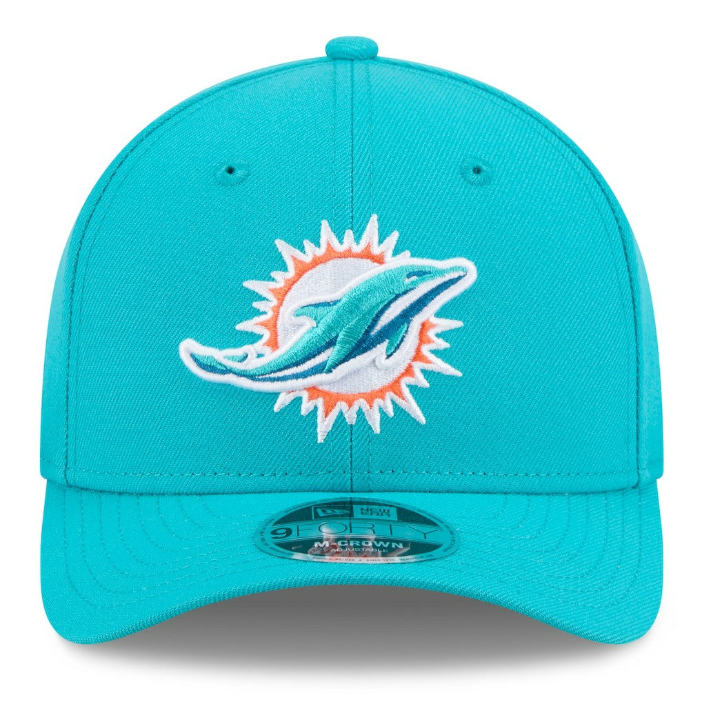 Miami Dolphins New Era Spain Side Patch 9FORTY M-Crown Adjustable Hat - Aqua Hats