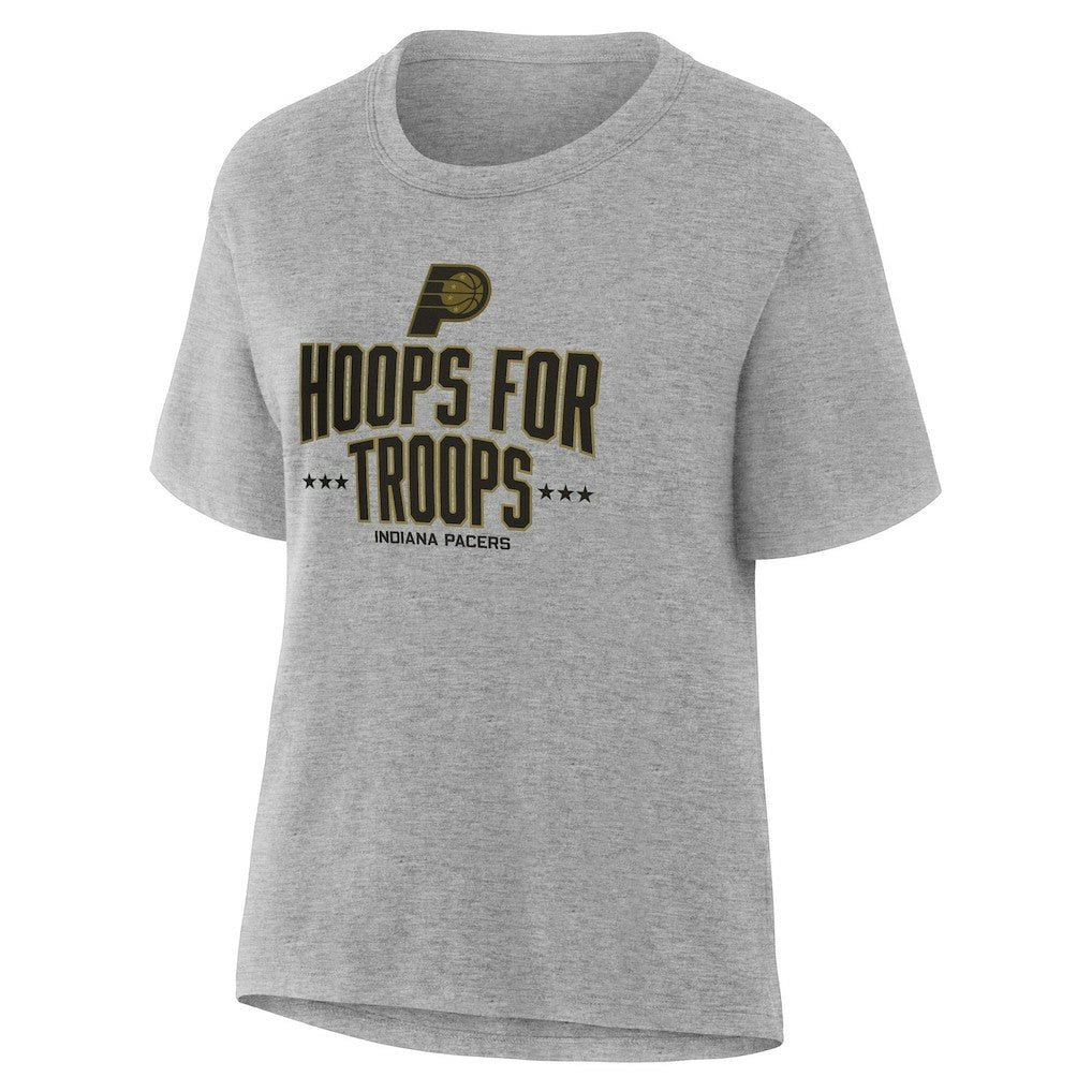 Indiana Pacers Women's Hoops For Troops T-Shirt Gray