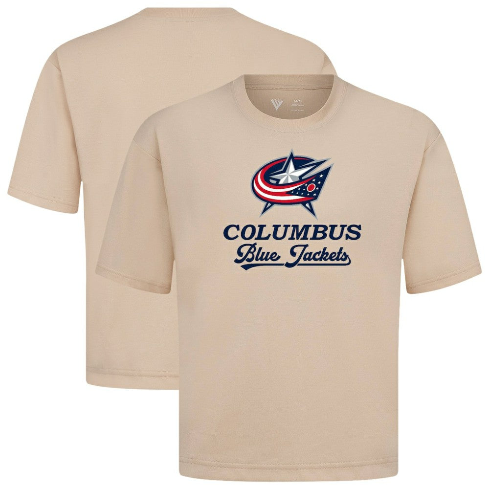 Columbus Blue Jackets Levelwear Team Surge Luxe Signature Knit T-Shirt - Khaki | US 203613909