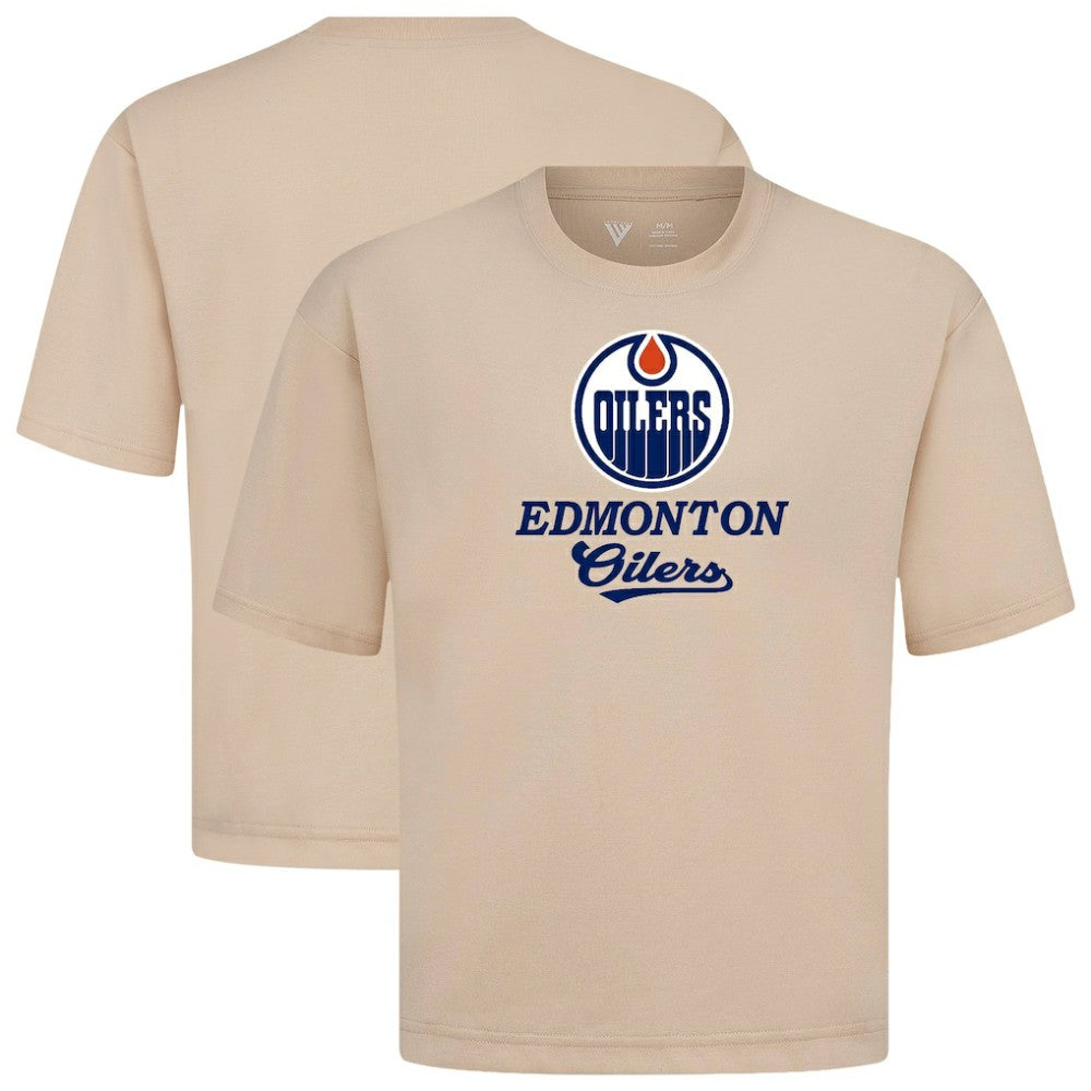 Edmonton Oilers Levelwear Team Surge Luxe Signature Knit T-Shirt - Khaki | US 203613927