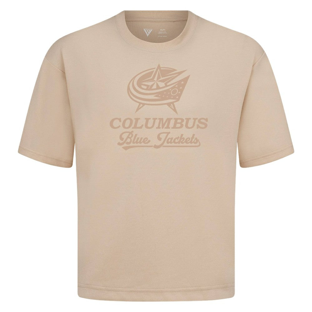 Columbus Blue Jackets Levelwear Shadow Surge Luxe Signature Knit T-Shirt - Khaki | US 203614036