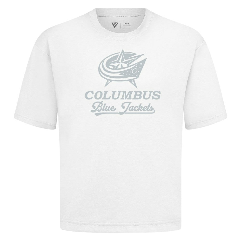 Columbus Blue Jackets Levelwear Shadow Surge Luxe Signature Knit T-Shirt - White | US 203614037