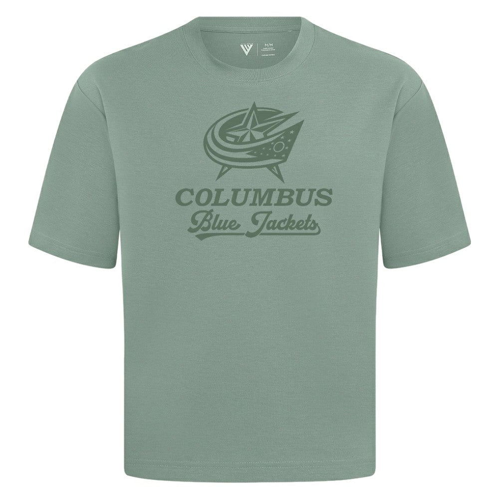 Columbus Blue Jackets Levelwear Shadow Surge Luxe Signature Knit T-Shirt - Green | US 203614042