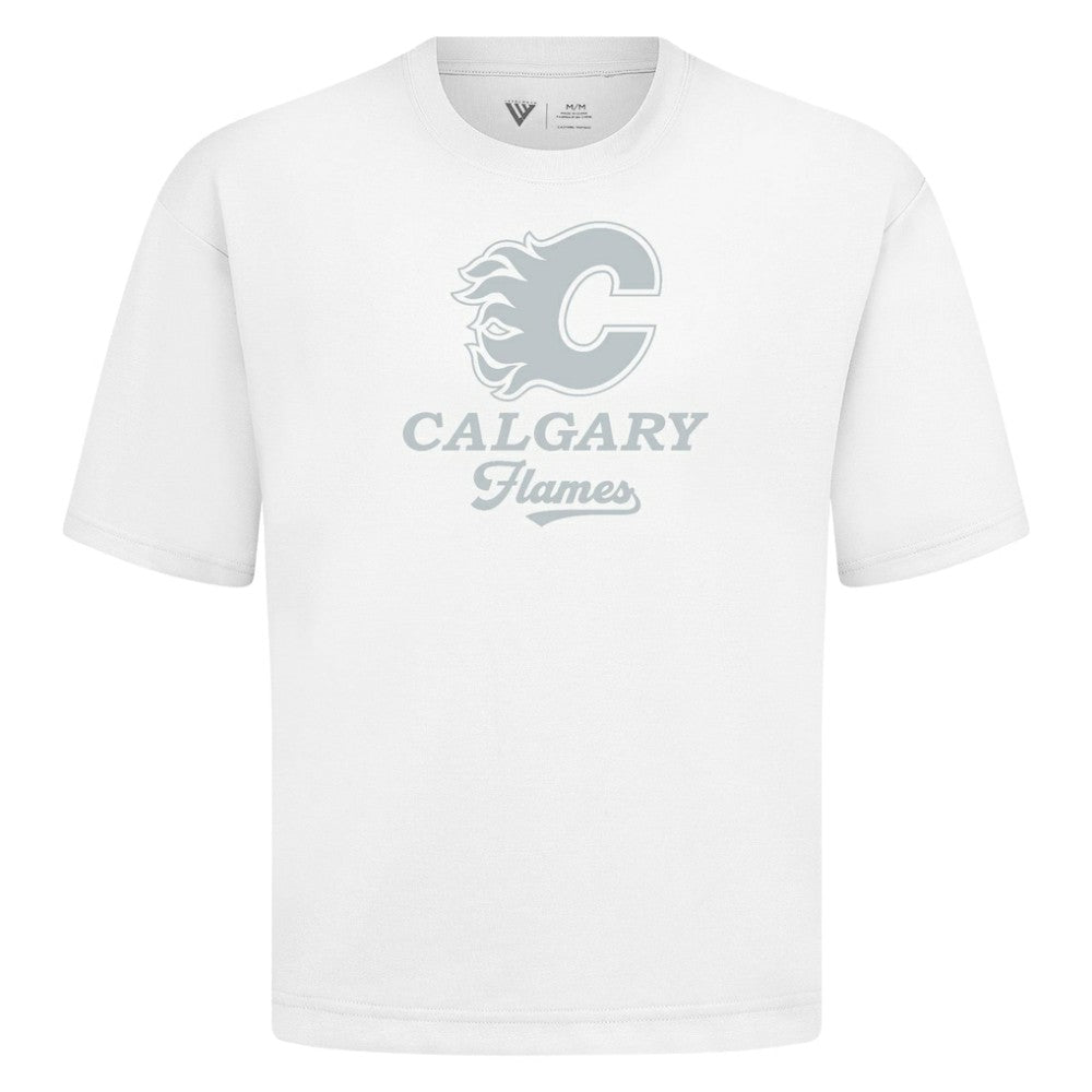 Calgary Flames Levelwear Shadow Surge Luxe Signature Knit T-Shirt - White | US 203614058