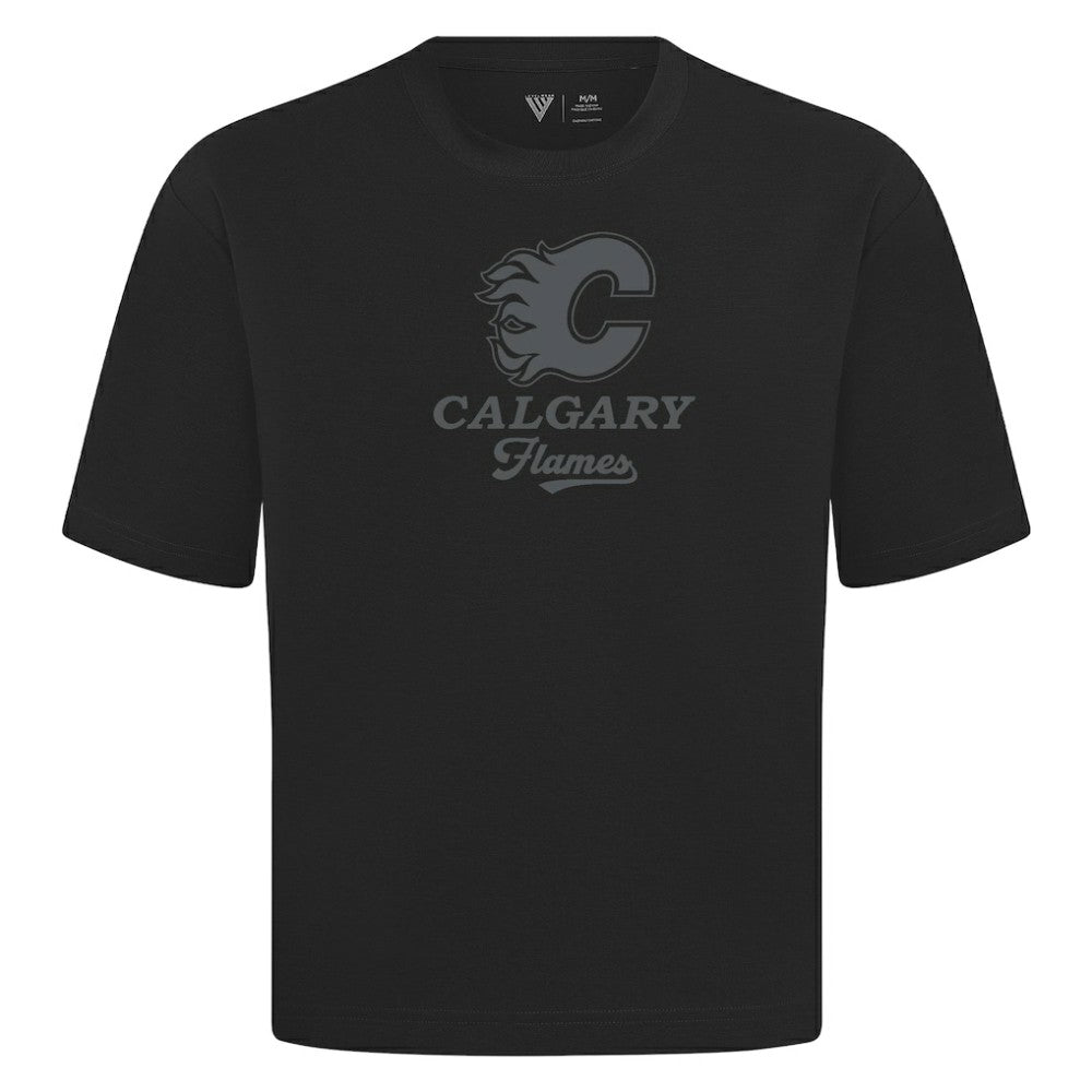 Calgary Flames Levelwear Shadow Surge Luxe Signature Knit T-Shirt - Black | US 203614072