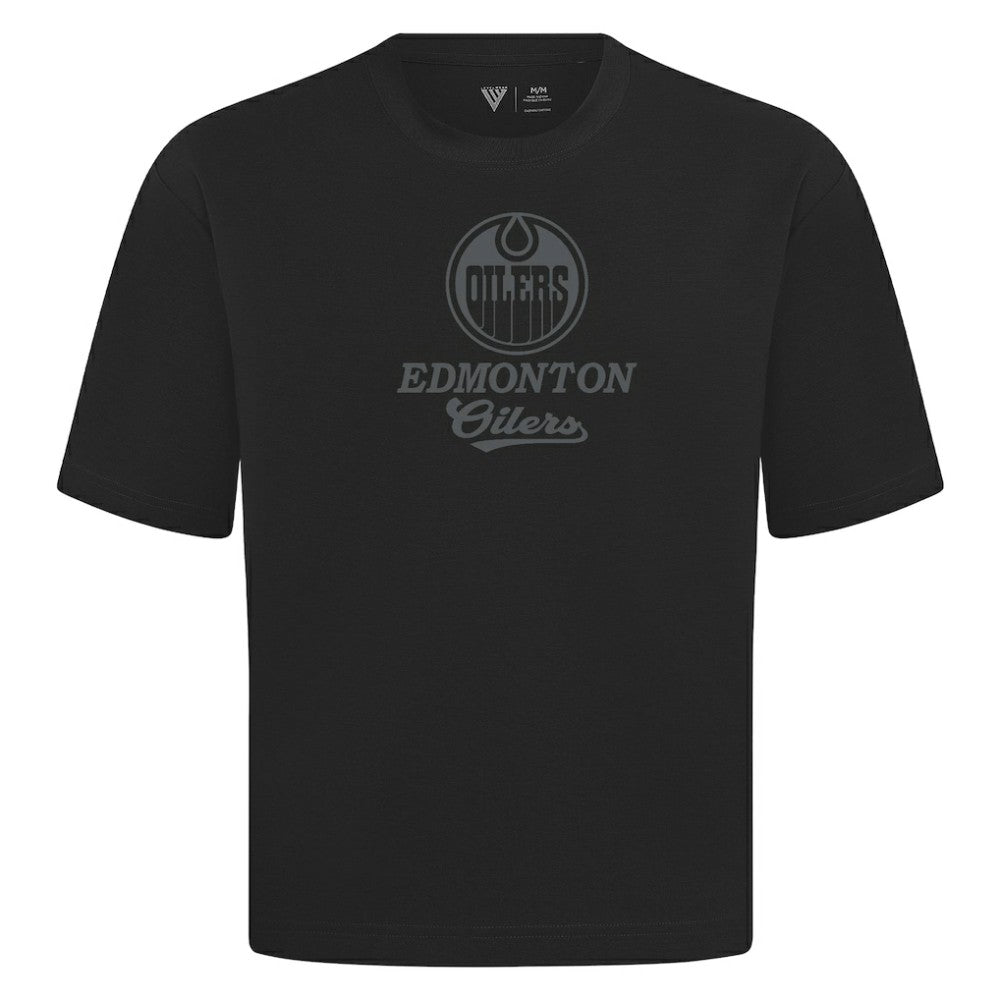 Edmonton Oilers Levelwear Shadow Surge Luxe Signature Knit T-Shirt - Black | US 203614104