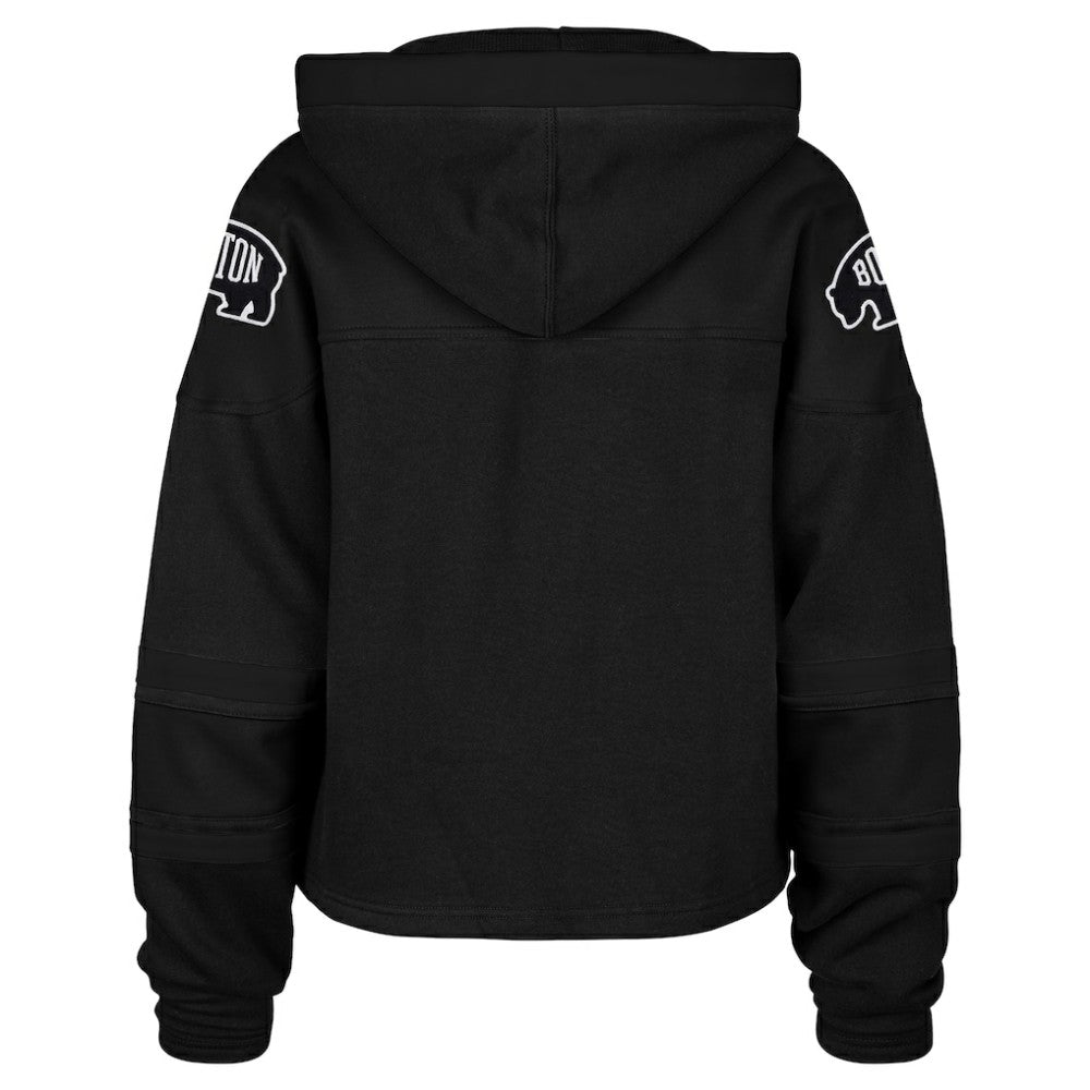 Boston Bruins '47 Women's Cropped Lacer Hoodie - Black | US 203624671