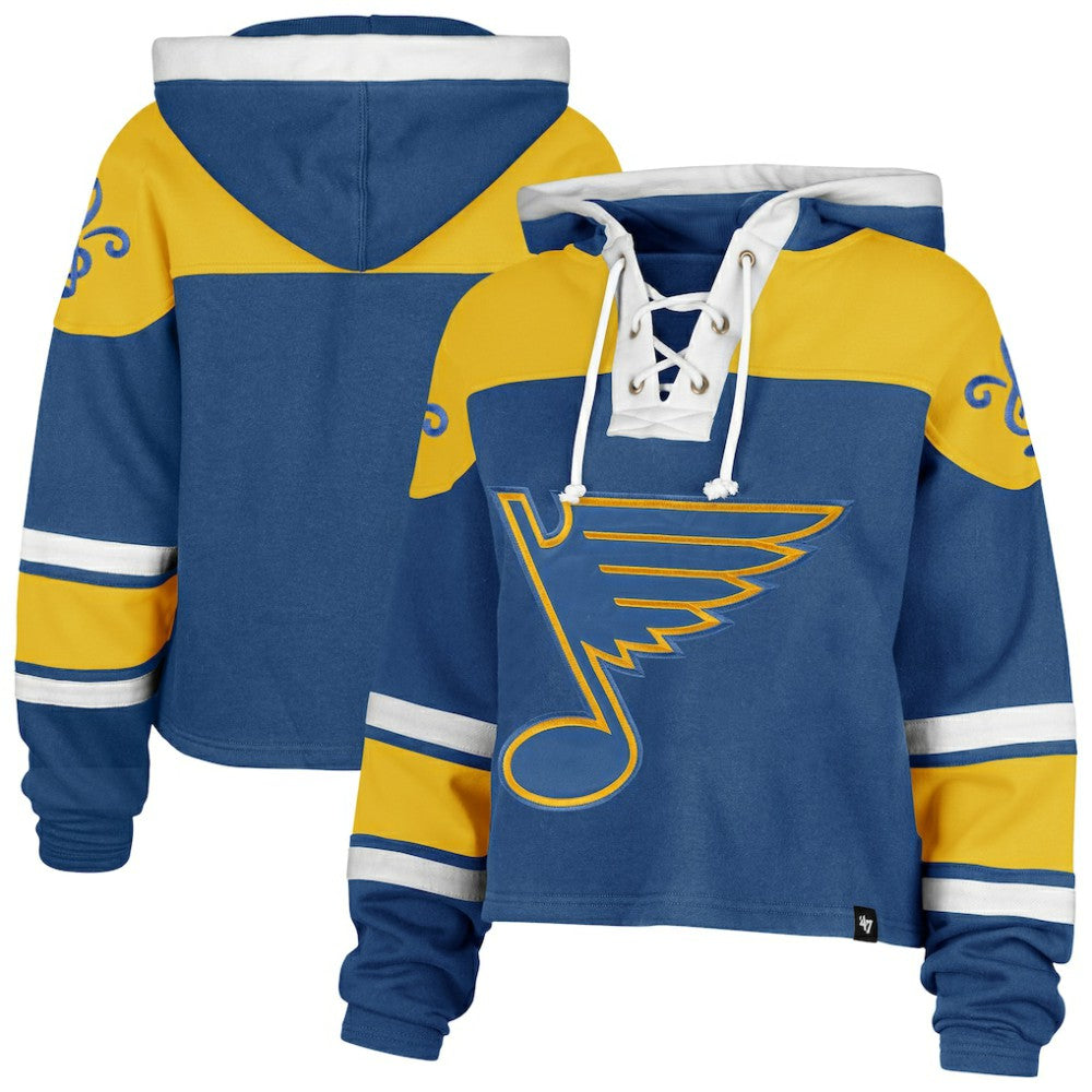 St. Louis Blues '47 Women's Cropped Lacer Hoodie - Blue | US 203624672