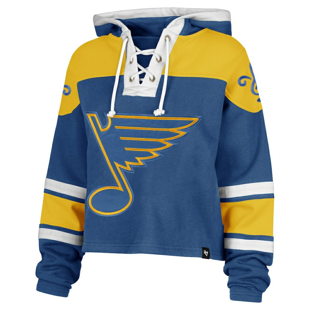 St. Louis Blues '47 Women's Cropped Lacer Hoodie - Blue | US 203624672