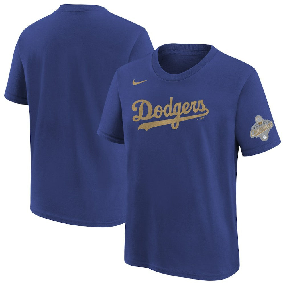 Los Angeles Dodgers Nike Youth 2026 Gold Collection Wordmark T-Shirt - Royal T-shirts
