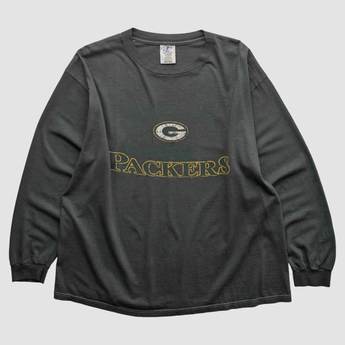 Green Bay Packers Logo Athletic 2000s Long Sleeve T-shirt - Charcoal T-shirts