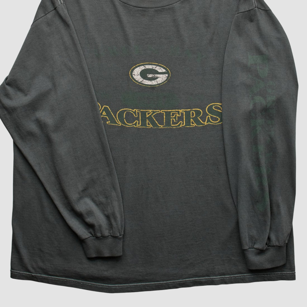 Green Bay Packers Logo Athletic 2000s Long Sleeve T-shirt - Charcoal T-shirts