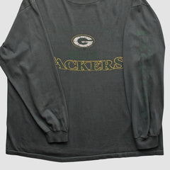 Green Bay Packers Logo Athletic 2000s Long Sleeve T-shirt - Charcoal T-shirts