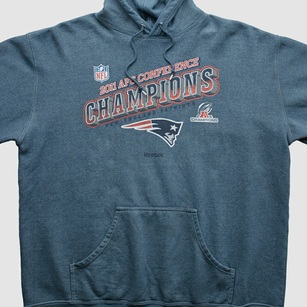 New England Patriots Reebok 2011 Hooded Pullover Sweatshirt - Blue Pullover