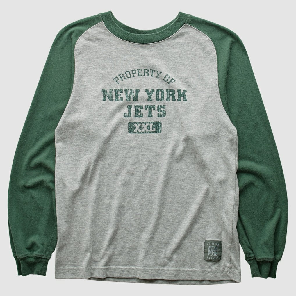 New York Jets Grid Iron 2000s Long Sleeve T-shirt - Gray T-shirts