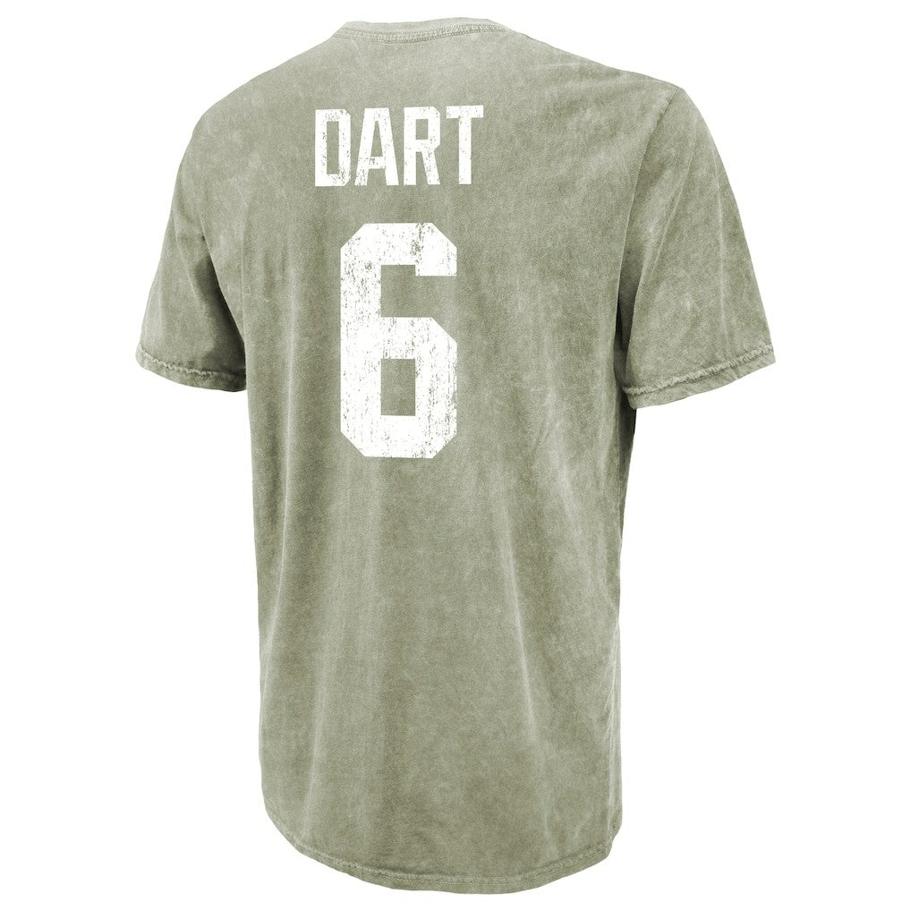Jaxson Dart New York Giants Majestic Threads Mineral Wash Name & Number T-Shirt - Moss Green T-shirts