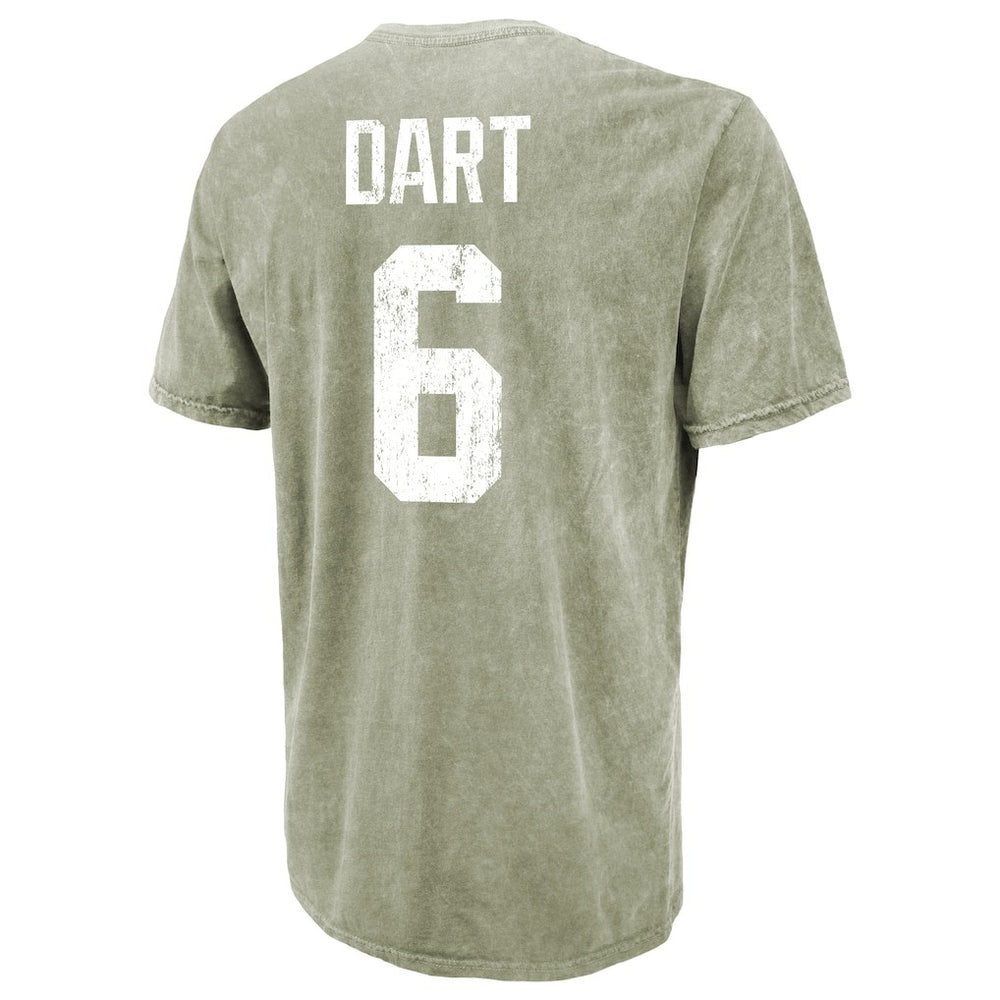 Jaxson Dart New York Giants Majestic Threads Mineral Wash Name & Number T-Shirt - Moss Green T-shirts