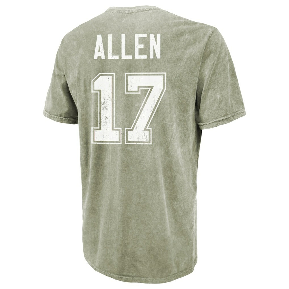 Josh Allen Buffalo Bills Majestic Threads Mineral Wash Name & Number T-Shirt - Moss Green T-shirts