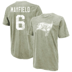 Baker Mayfield Tampa Bay Buccaneers Majestic Threads Mineral Wash Name & Number T-Shirt - Moss Green T-shirts