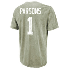 Micah Parsons Green Bay Packers Majestic Threads Mineral Wash Name & Number T-Shirt - Moss Green T-shirts