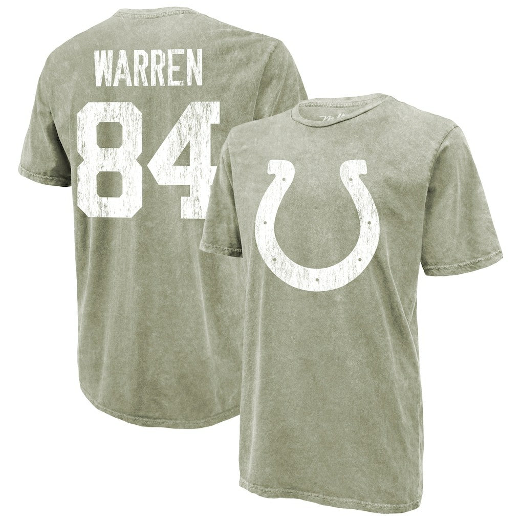 Tyler Warren Indianapolis Colts Majestic Threads Mineral Wash Name & Number T-Shirt - Moss Green T-shirts